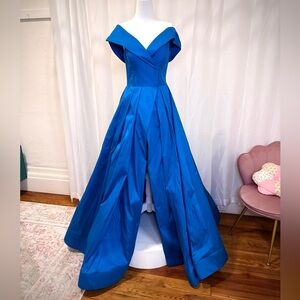 Tarik Ediz Teal Prom Dress